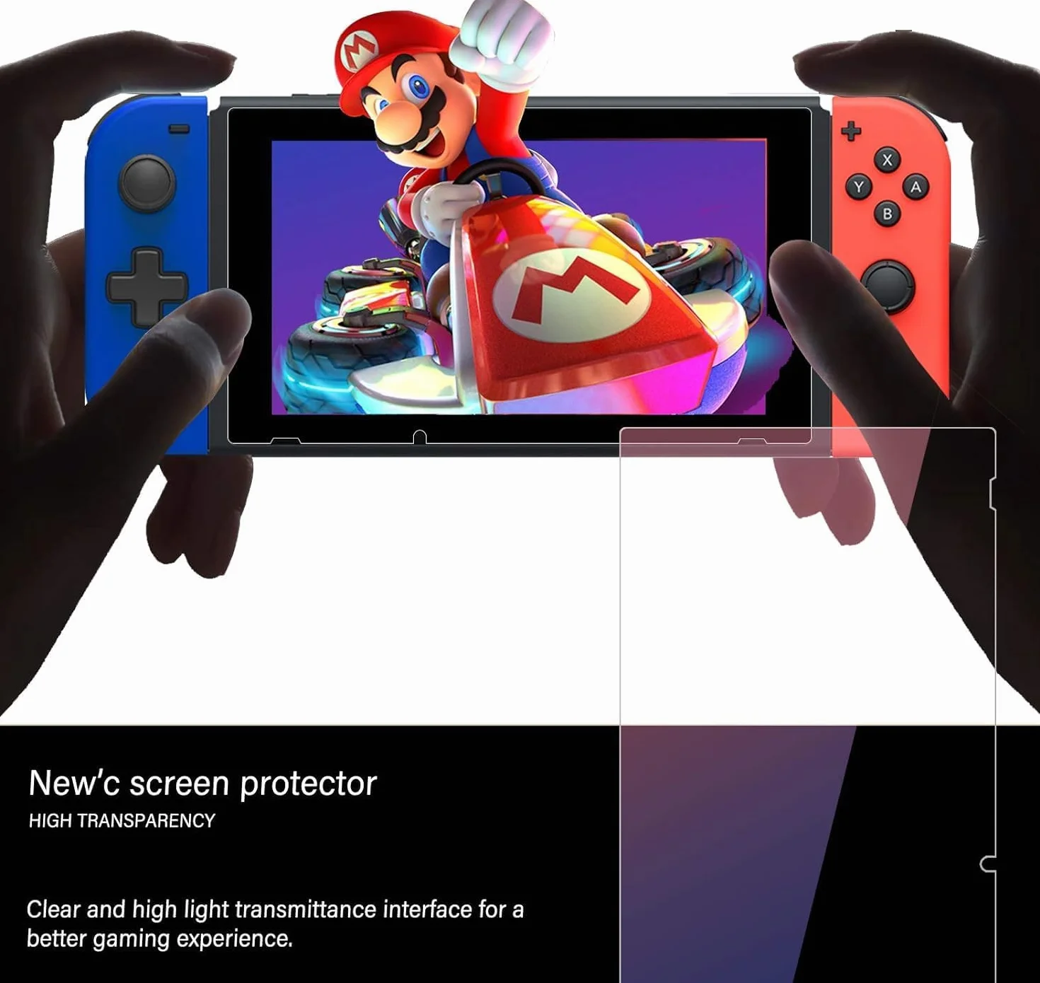 NEW'C 2 sztuki Szkło dla Nintendo Switch Hartowane i Folia Ochronna Ochraniacz Ekranu - Bez pęcherzyków powietrza, odporność na zarysowania