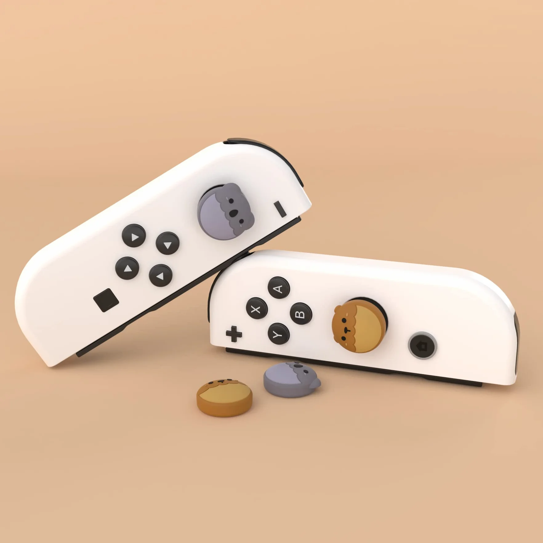 eXtremeRate PlayVital Joystick Caps do Switch,Thumb Grip Caps do Switch Lite,Silikonowa Osłona Analogowa do Switch OLED Joycon Uchwytów na Kciuk do Switch & Switch Lite & Switch OLED-Kocie Łapki