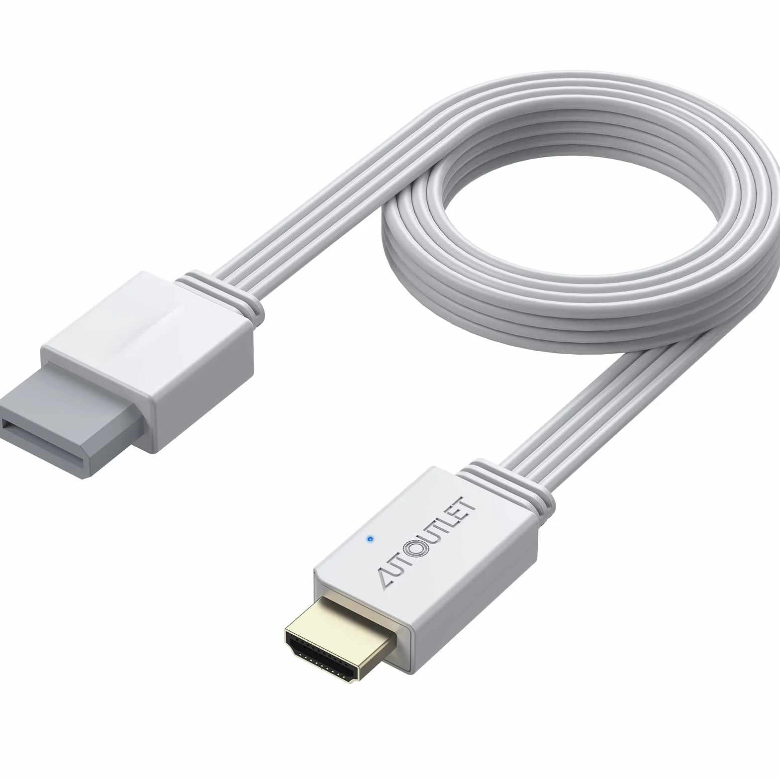 AUTOUTLET Adapter Wii do HDMI, 1080P/720P Konwerter Wii na HDMI, długość kabla 150 cm, obsługuje wszystkie tryby wyświetlania Wii, do telewizora HD i monitora, kolor biały