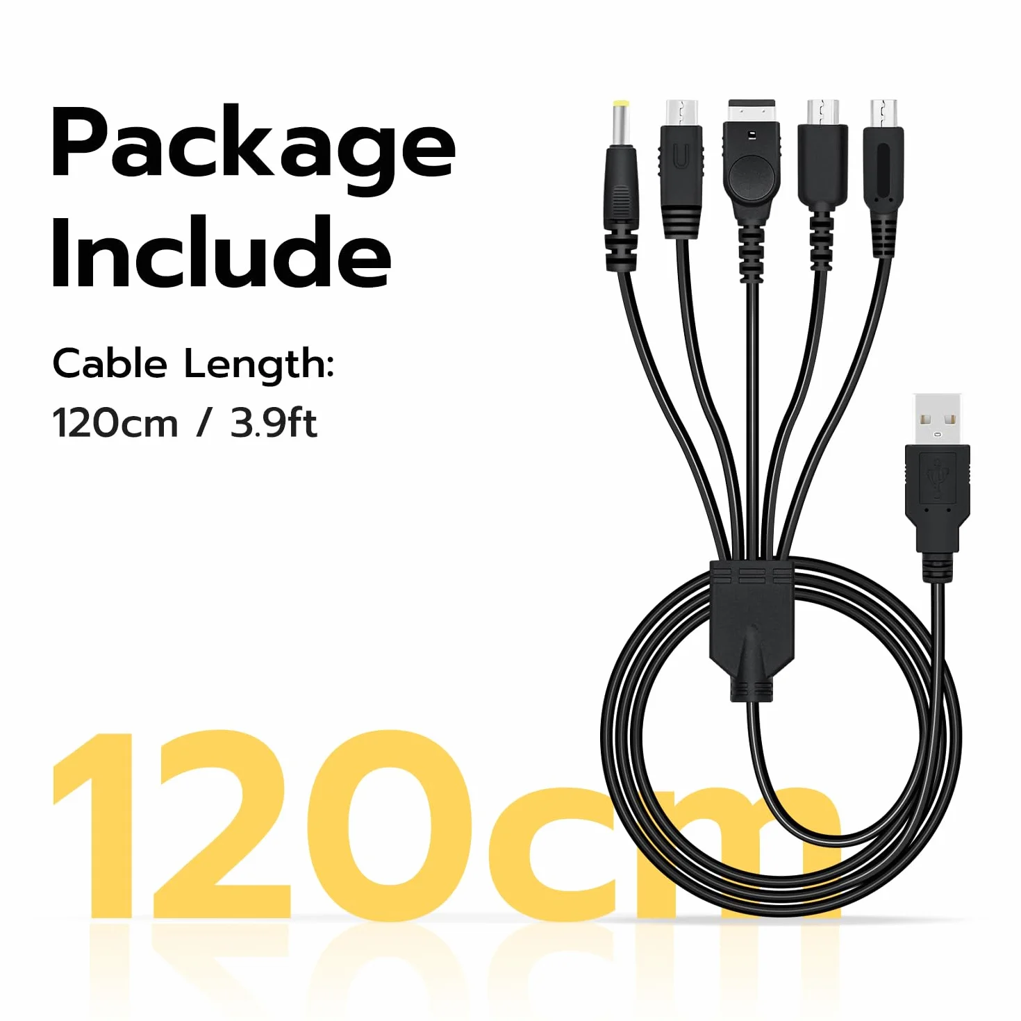 Mcbazel 5 w 1 USB kabel ładujący dla Nintendo DS Lite/NDS/New 3DS XL/New 3DS/3DS XL/3DS/2DS/DSi XL/Wii U/GBA SP/PSP 1000/2000/3000