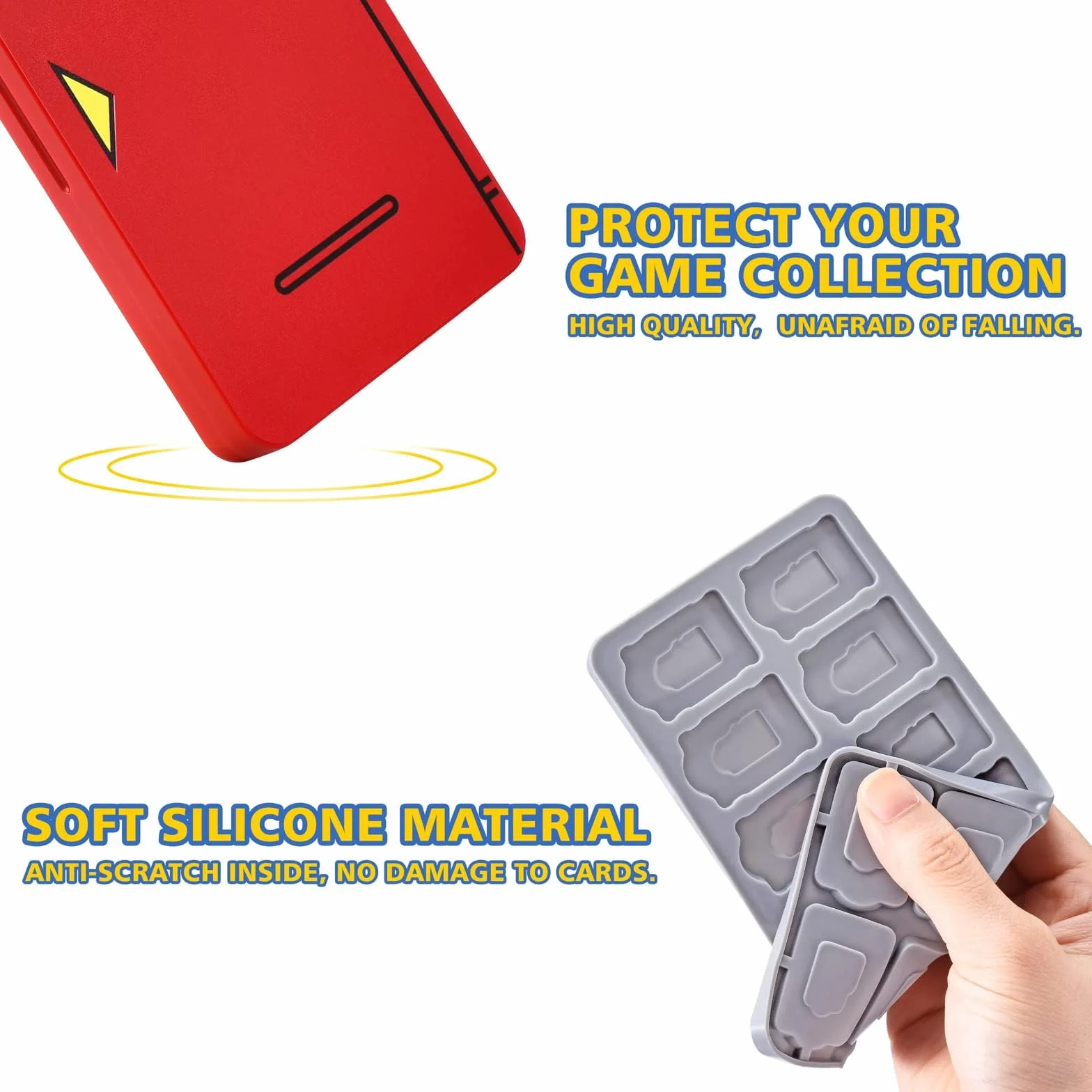 PALPOW Switch Game Holder - 24 Card Slots, Compatible with Nintendo Switch Games & Micro SD Cards - Red