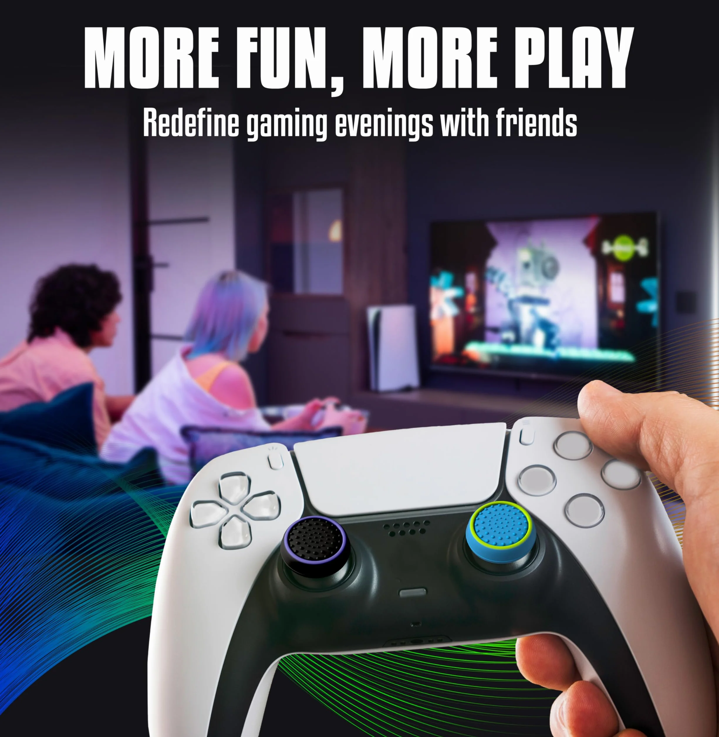 MatoSan® Zestaw 4 Nakładek na Drążki Analogowe – Kompatybilne z PS5 – Antypoślizgowe Nakładki na Thumbstick – Akcesoria Gamingowe do Kontrolerów