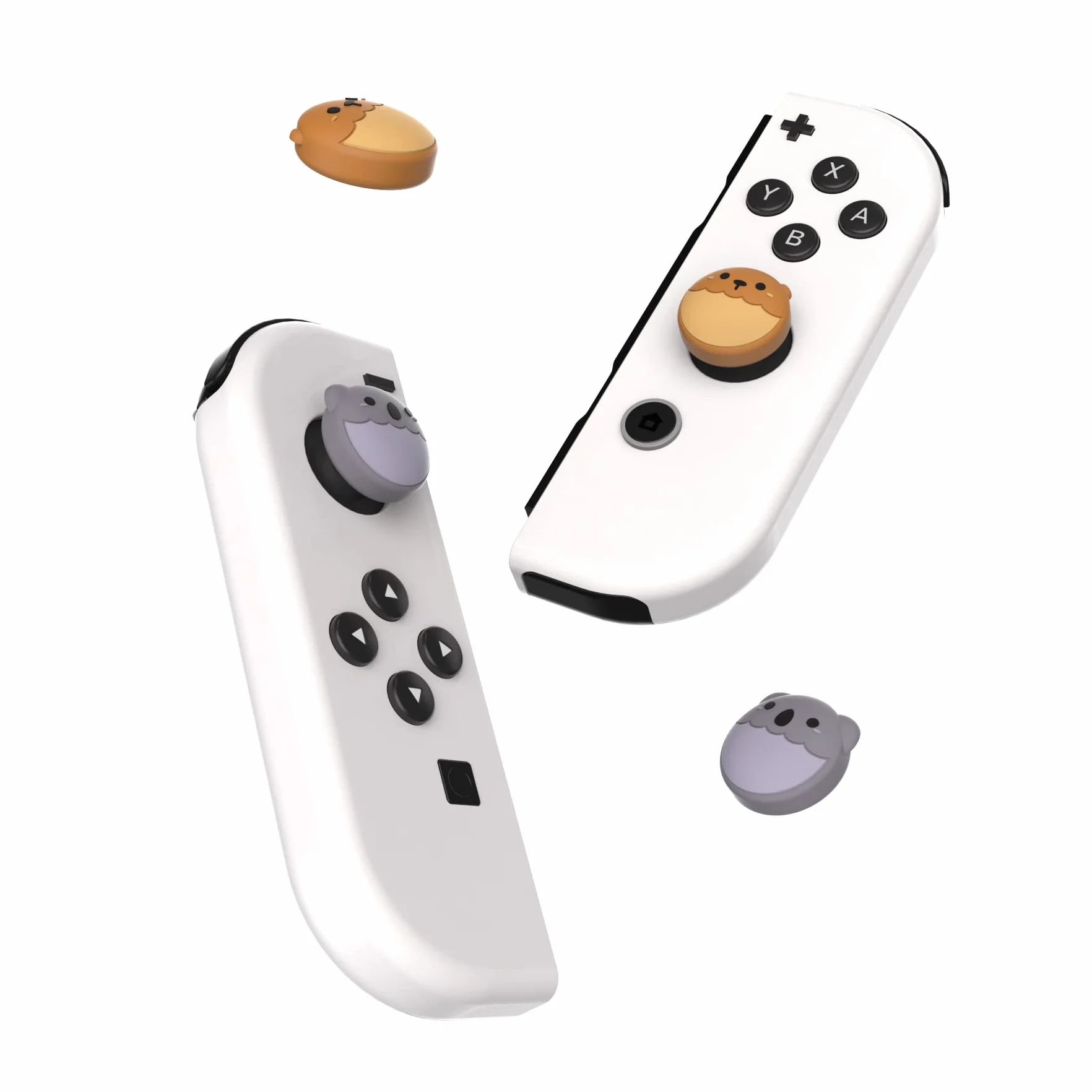 eXtremeRate PlayVital Joystick Caps do Switch,Thumb Grip Caps do Switch Lite,Silikonowa Osłona Analogowa do Switch OLED Joycon Uchwytów na Kciuk do Switch & Switch Lite & Switch OLED-Kocie Łapki