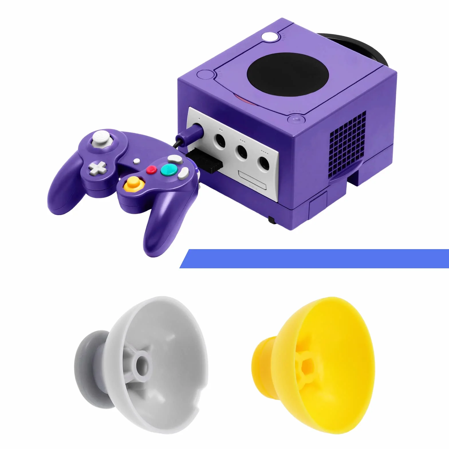 EMSea 6 szt. analogowe nakładki na joysticki zamienne kompatybilne z kontrolerem Nintendo GameCube analogowe osłony kija akcesoria ABS żółto-szary
