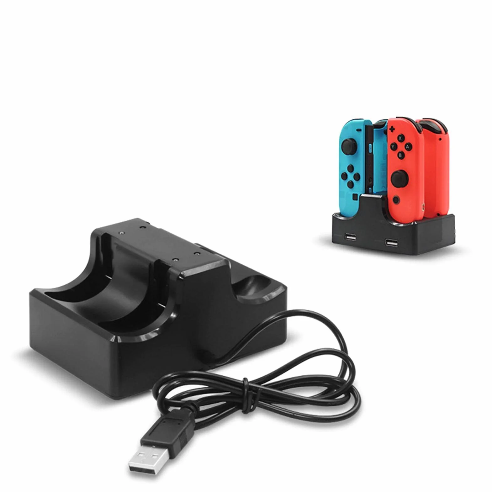 Stacja ładująca Kompatybilna z 4 w 1 Controller Ładowarka ze Wskaźnikiem LED Stacja ładująca z Kablem ładującym Typu C