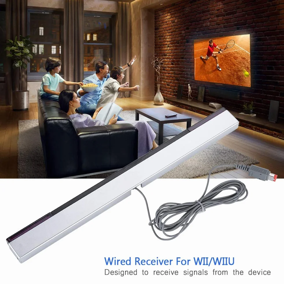 Wii Sensor Bar przewodowy odbiornik z czujnikiem podczerwieni, pasek czujnika do gier, do WII U dla WII